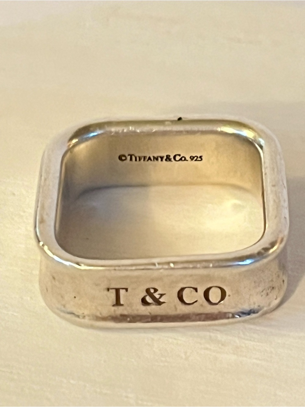 Tiffany & Co. 1837 Square Wide Band Ring .925 SS Size 8 Retired Unisex - Picture 9 of 12